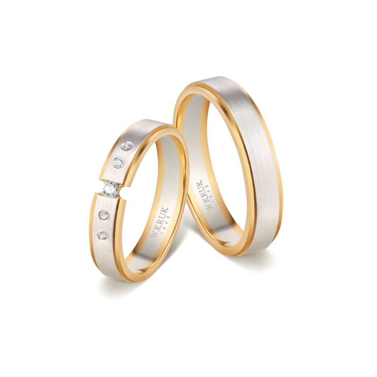 Dwie różne obrączki z żółtego i białego złota
